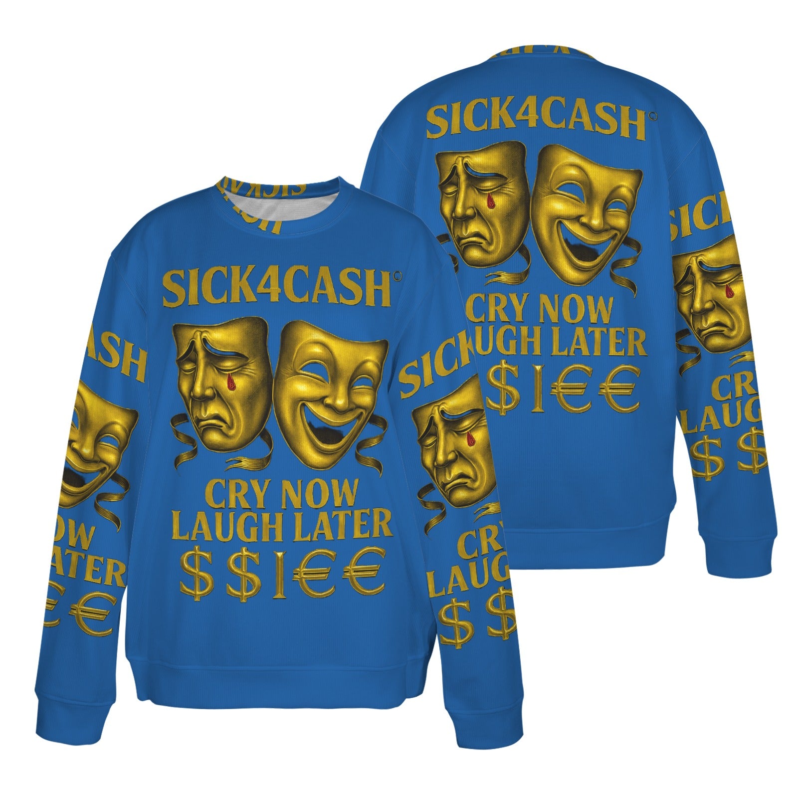 🧥 SICK4CASH® Legacy CRY NOW LAUGH LATER Sweater (Unisex | S–XL) This isn’t just a sweater—it’s a wearable archive. A tribute to the grind, the bloodline, and the payout. Upload your family photo, embed your legacy, and wear the movement.