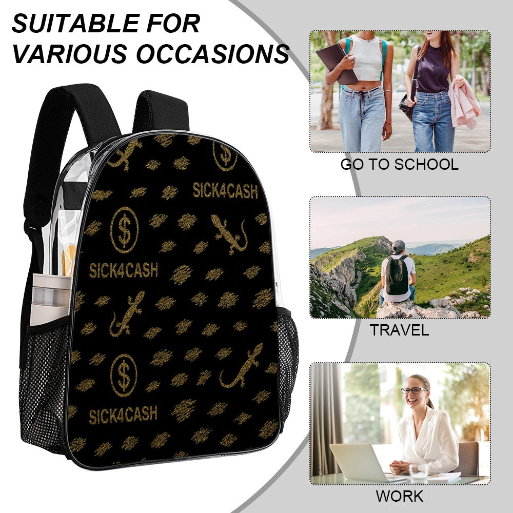 Sick 4 Cash Monogram Transparent Bag 17" — New Drop. No Secrets. All Hustle.