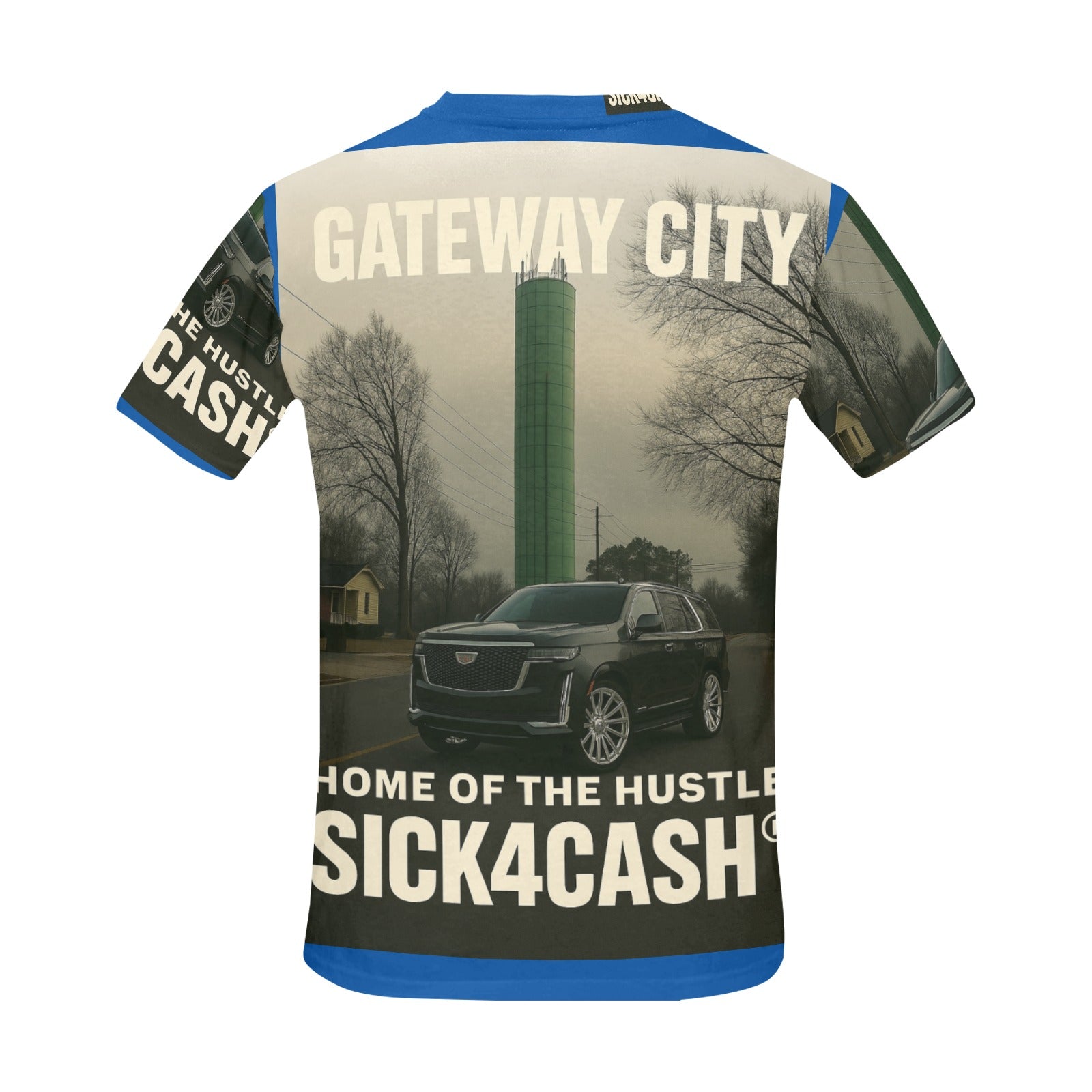 SICK4CASH® “QUE” All-Over Print Tee — Men’s Crew Neck