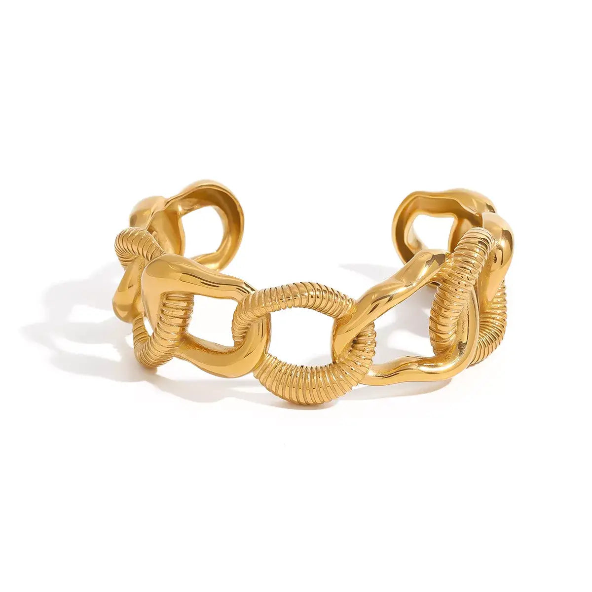 18K Gold Plated Chain Link Open Bracelet New