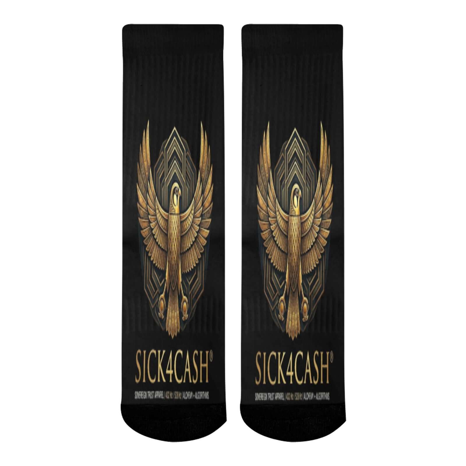 Mid-Calf Socks (Black Bottom) featuring a bold eagle design and black solid bottom for stylish streetwear.