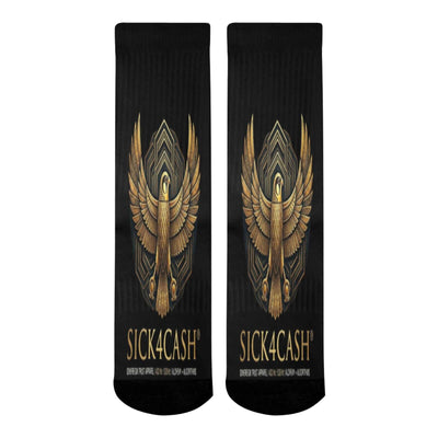 Mid-Calf Socks (Black Bottom) featuring a bold eagle design and black solid bottom for stylish streetwear.