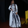 Women's High Neck Long Sleeve Black Printed Halloween Dress Long Length