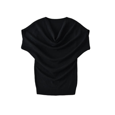 Slant shoulder top short sleeved T-shirt