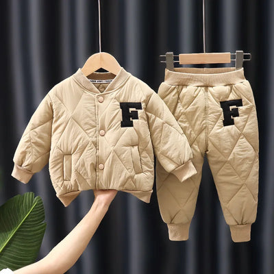 S4C Winter Boys Clothing Sets Alphabet Fashion Warm Coat And Pants 2Pcs Boys Suits Birthday Gifts New Kids Clothes