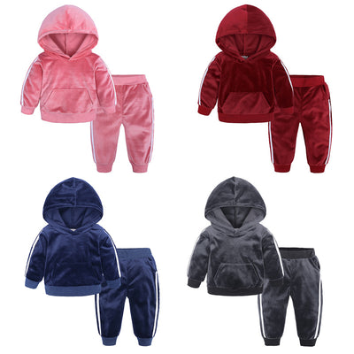 S4CChildren's Clothing Boys And Girls Suits Sports And Leisure Gold Velvet Two-Piece Children's Clothes