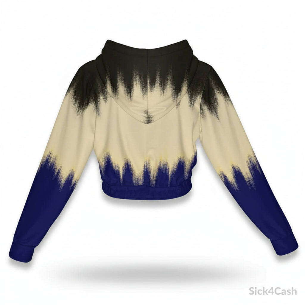 SICK4CASH — Premium Cotton Color Women's Chiffon Cropped Jacket zipper coat in stylish cream and blue gradient design.