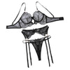 Perspective Embroidered Sexy Bra Set with Sexy Lace Underwear and Underwear Three Piece Set