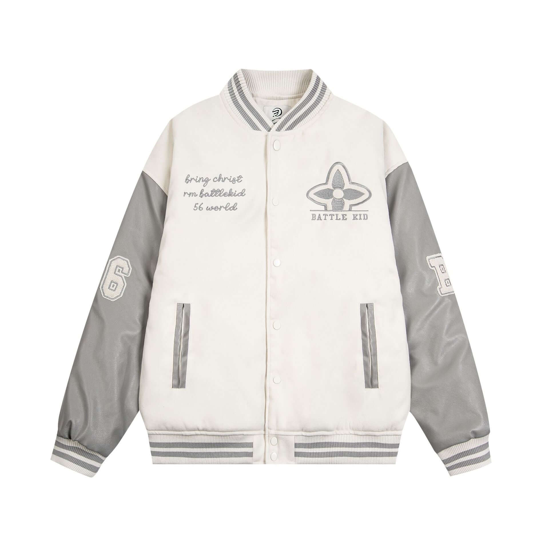 SICK4CASH Embroidered patchwork jacket baseball jacket featuring premium cotton and classic design.