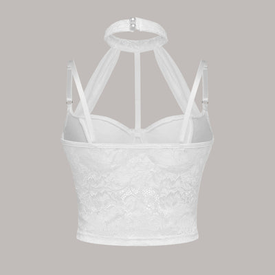 Lace hollow out spicy girl top with neck strap