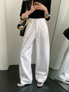 White Denim Pants Women's Flare Trousers Korean High-Quality Simple Wide-Leg Slimming Pear-Shaped Denim Long Pants