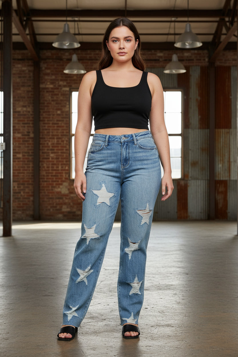 Blue jeans with holes