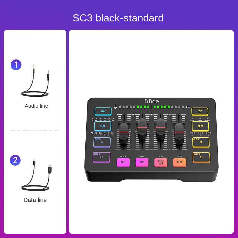 Fifine SC3 Streaming Kit – USB Sound Card + Microphone Full Set for Gaming, Karaoke & Desktop Recording