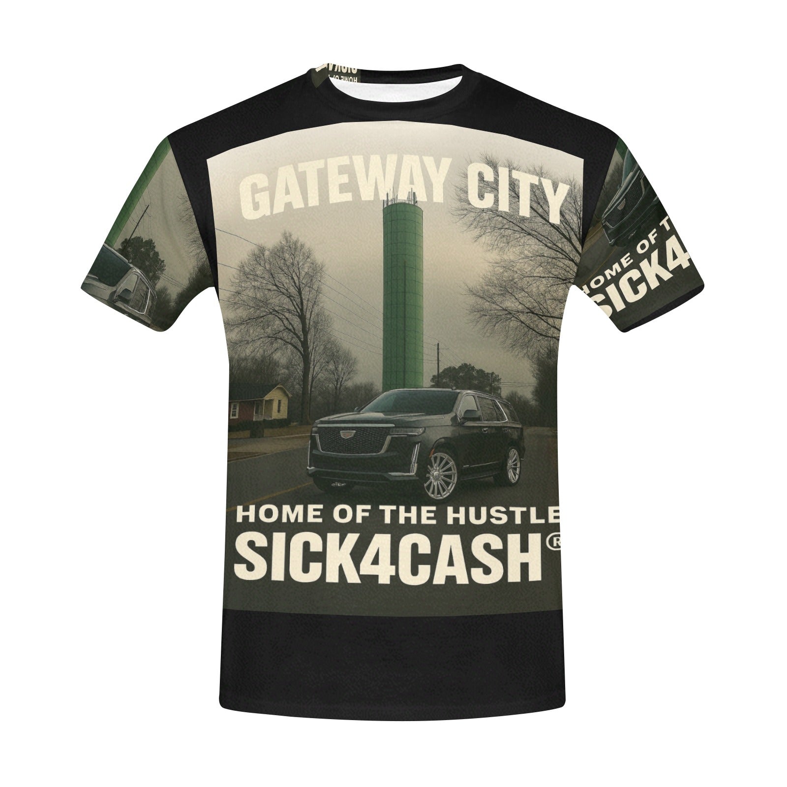 SICK4CASH® “QUE” All-Over Print Tee — Men’s Crew Neck