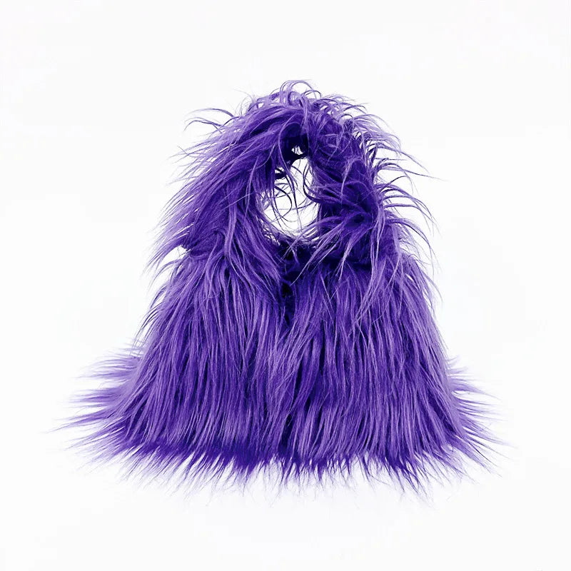 Twisted Faux Fur Shoulder Bag – Y2K Plush Chaos, Korean Streetcore Winter Tote Description:  Unleash the twisted twin of cozy. This faux fur shoulder bag isn’t soft—it’s savage. Born from the shadow grid of SICK4CASH®, this Y2K-