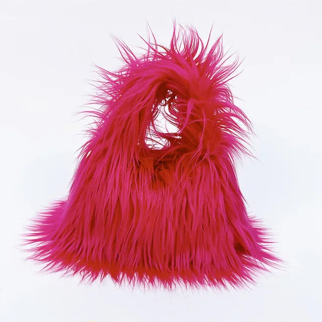 Twisted Faux Fur Shoulder Bag – Y2K Plush Chaos, Korean Streetcore Winter Tote Description:  Unleash the twisted twin of cozy. This faux fur shoulder bag isn’t soft—it’s savage. Born from the shadow grid of SICK4CASH®, this Y2K-