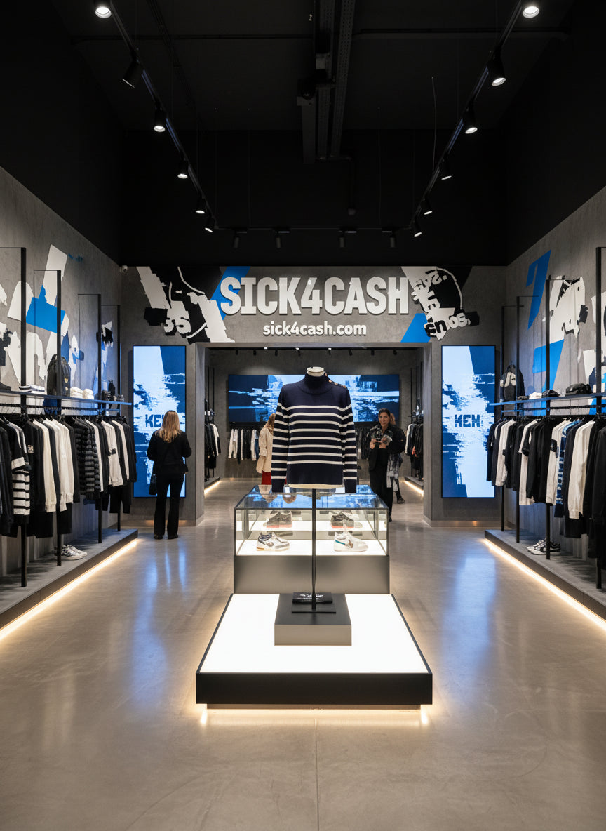 Navy blue and white striped sweater