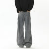Retro pleated washed denim jeans for men