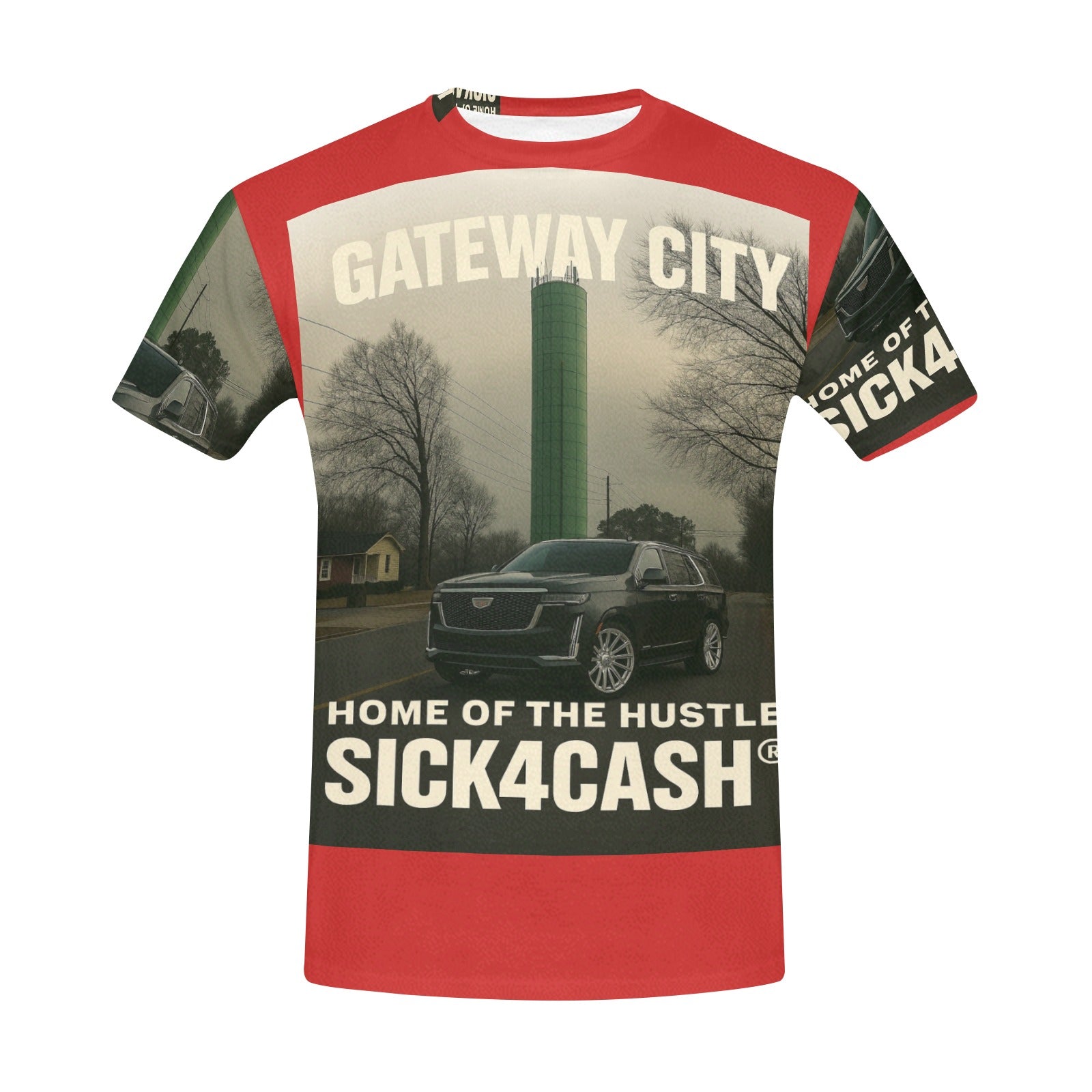 SICK4CASH® “QUE” All-Over Print Tee — Men’s Crew Neck