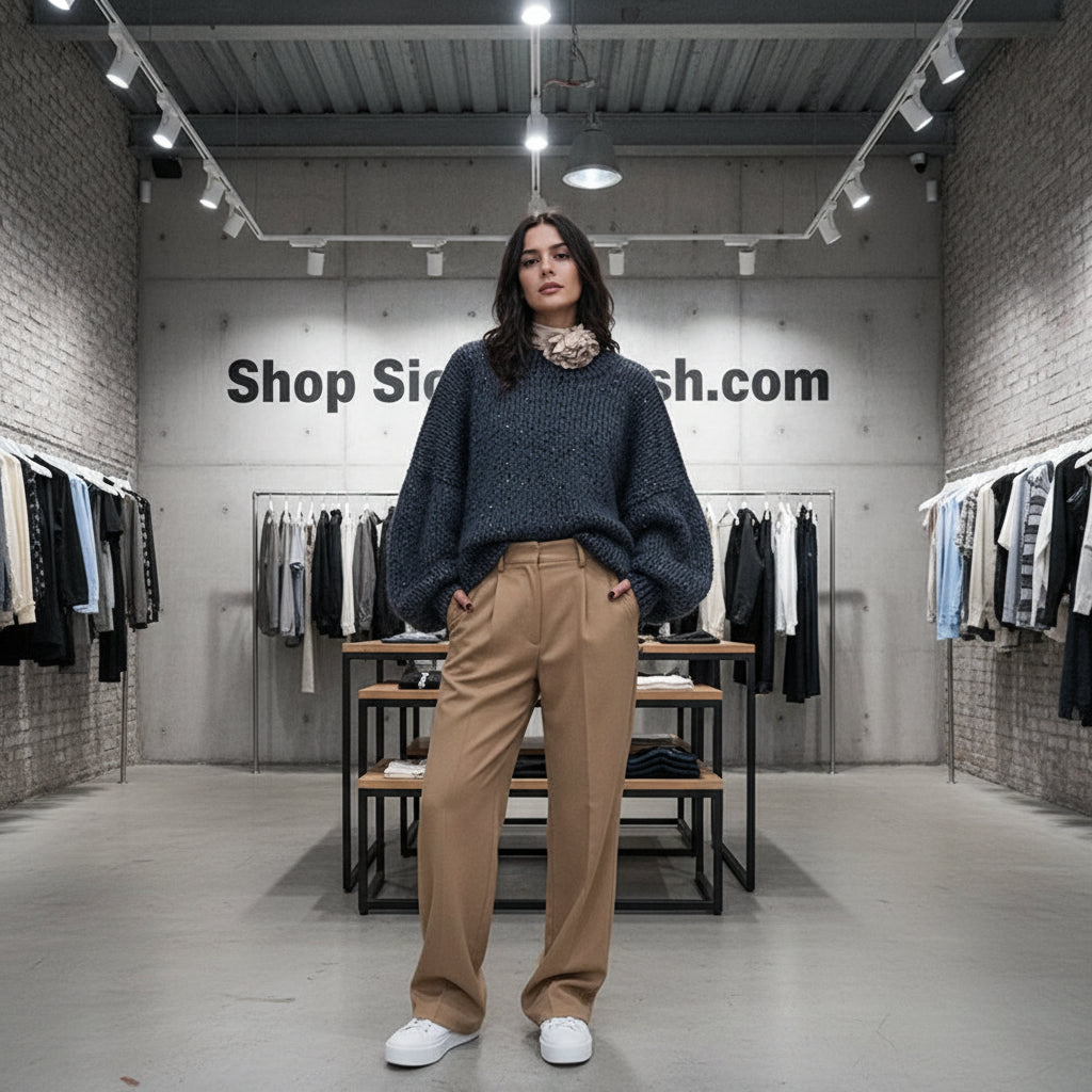 Sequined Lantern Sleeve Sweater - Premium Knit