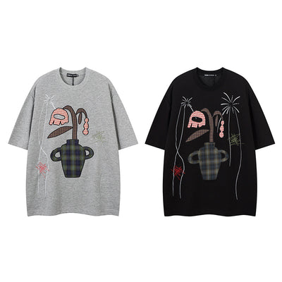 Potted Plant  Trendy Short Sleeve Loose Design Unisex T-Shirt Summer
