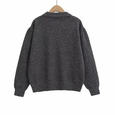 Heavy Embroidered Round Neck Knitted Sweater