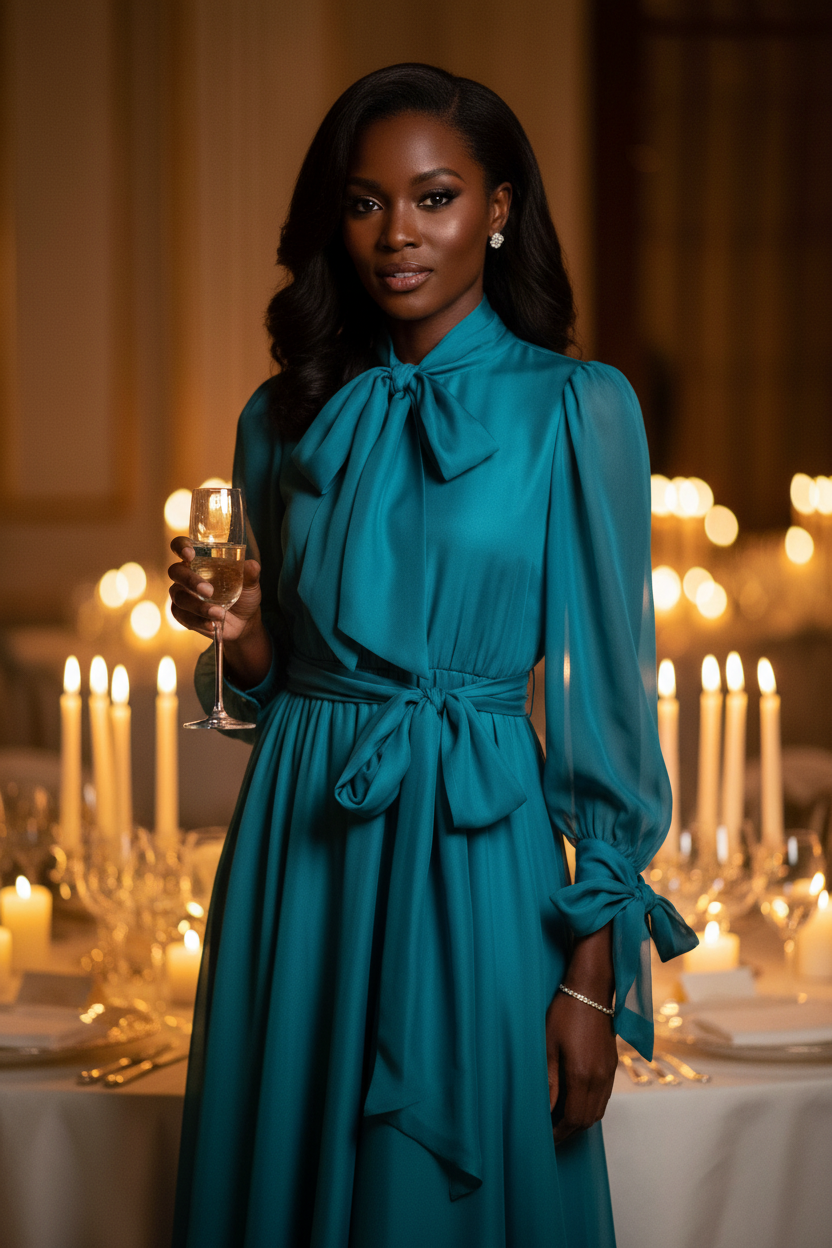 Lake Blue Flowing Dress – Elegant Women’s Maxi Dress for Summer & Special Occasions