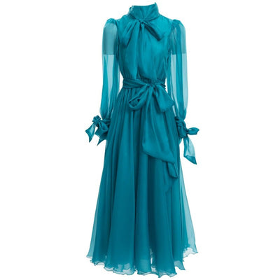Lake blue flowing dress for women