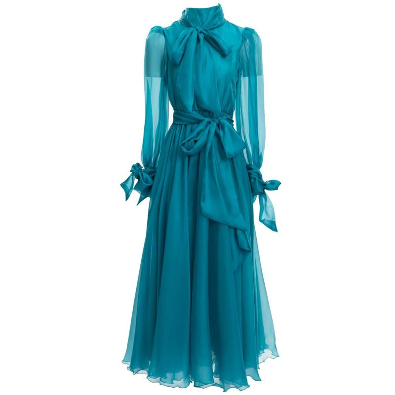 Lake blue flowing dress for women