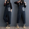 S4C Cowboy overalls cropped pants women's age reducing loose wide leg jumpsuit
