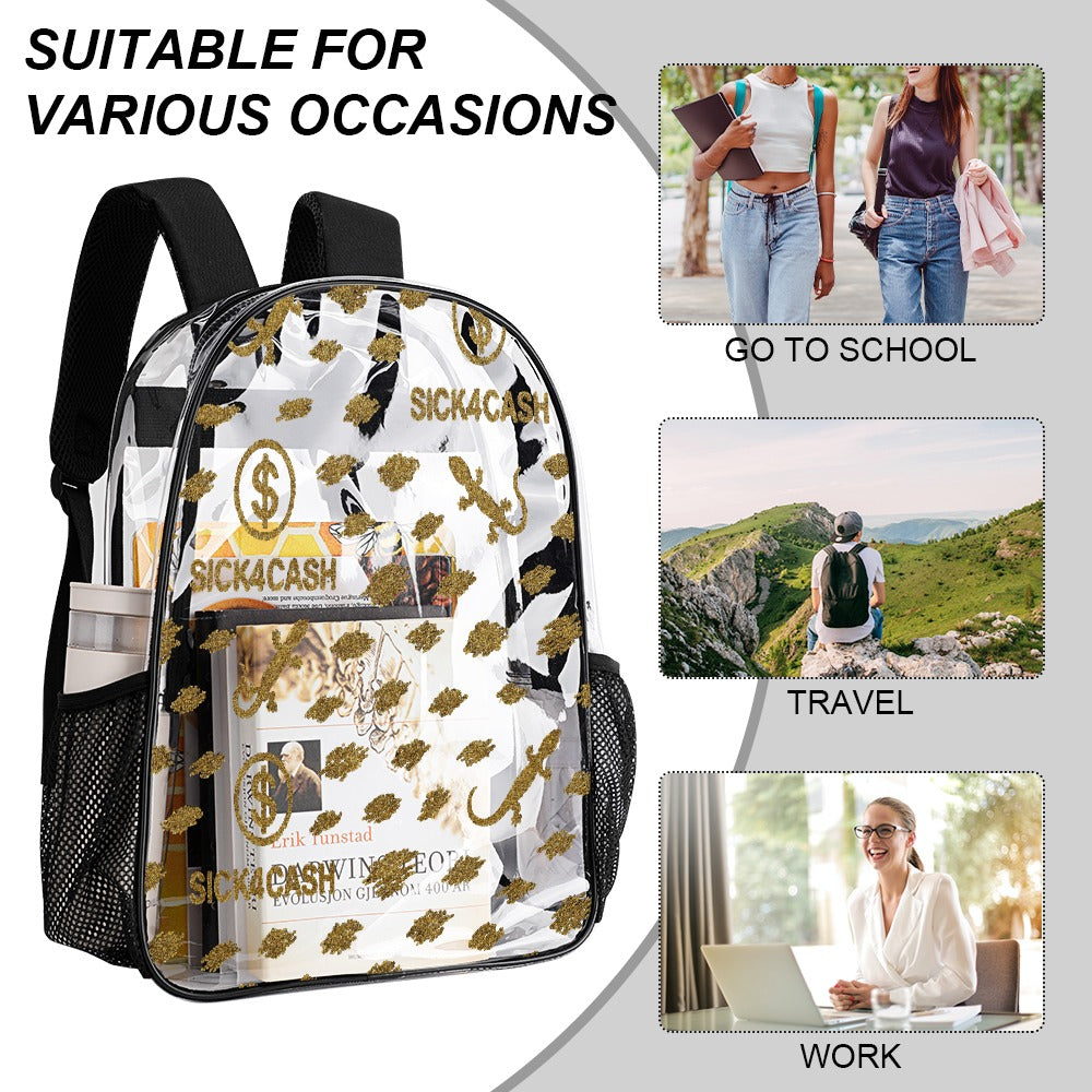 Sick 4 Cash Monogram Transparent Bag 17" — New Drop. No Secrets. All Hustle.