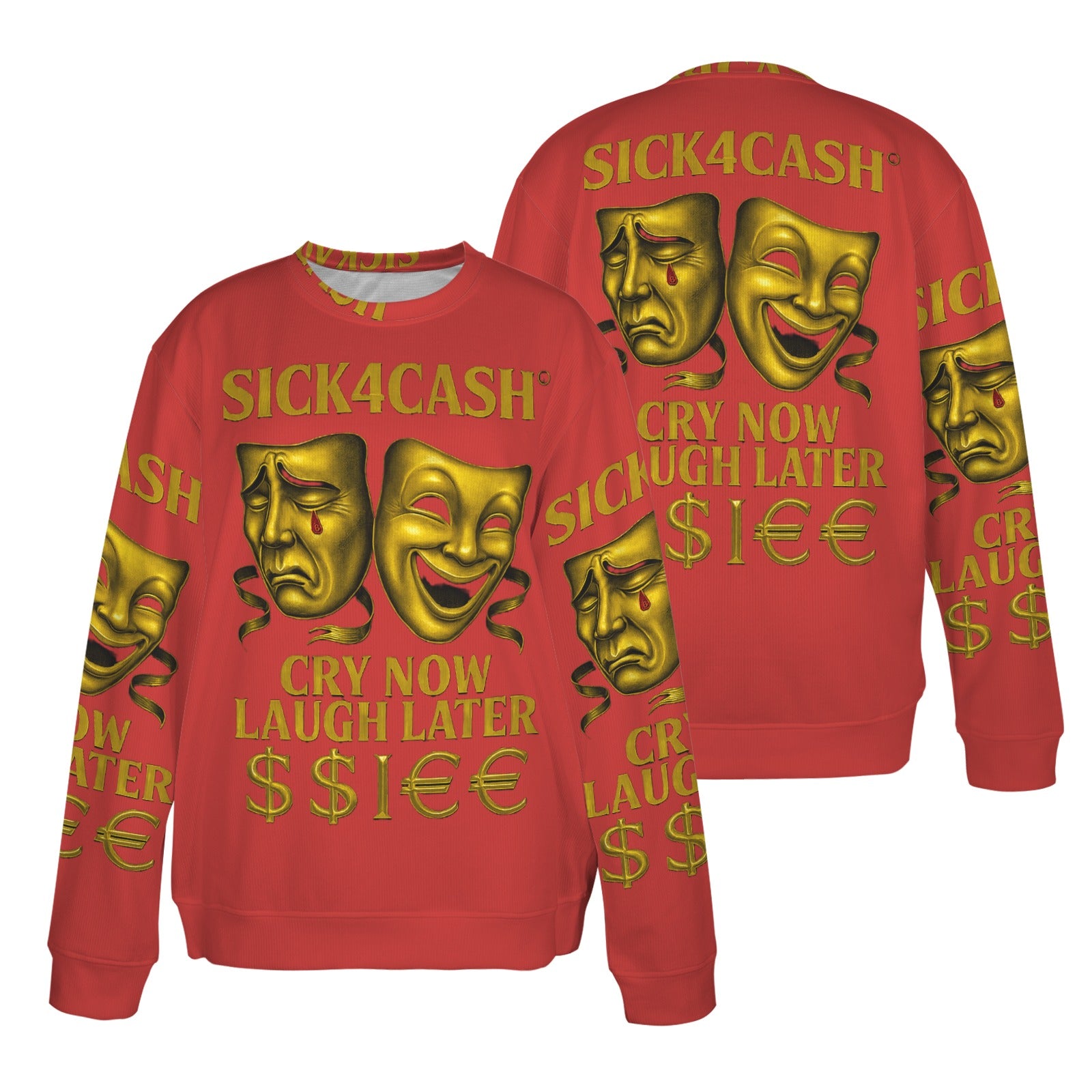 🧥 SICK4CASH® Legacy CRY NOW LAUGH LATER Sweater (Unisex | S–XL) This isn’t just a sweater—it’s a wearable archive. A tribute to the grind, the bloodline, and the payout. Upload your family photo, embed your legacy, and wear the movement.