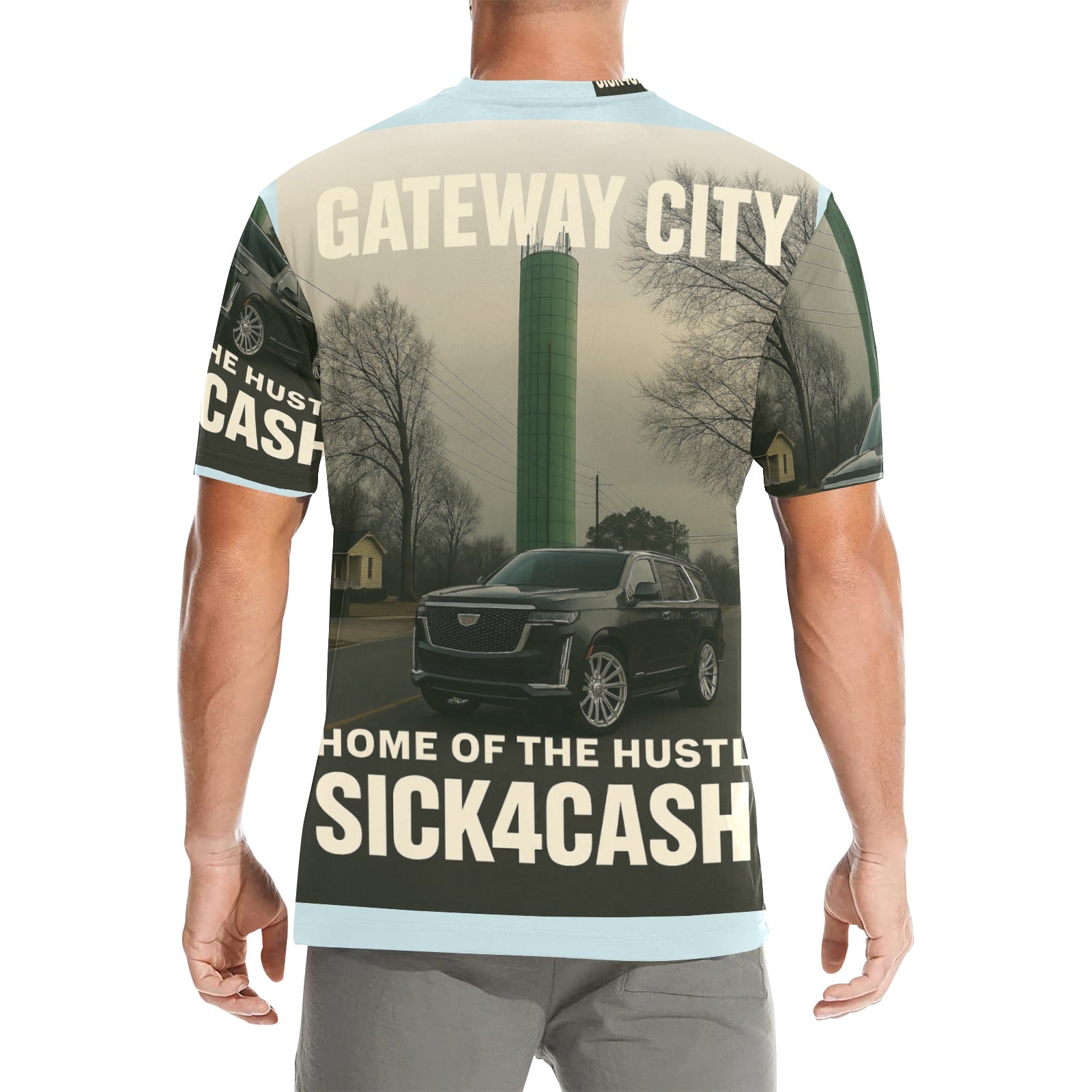 SICK4CASH® “QUE” All-Over Print Tee — Men’s Crew Neck