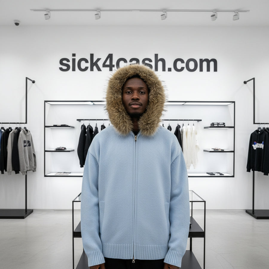 Warm cozy jacket with fur white