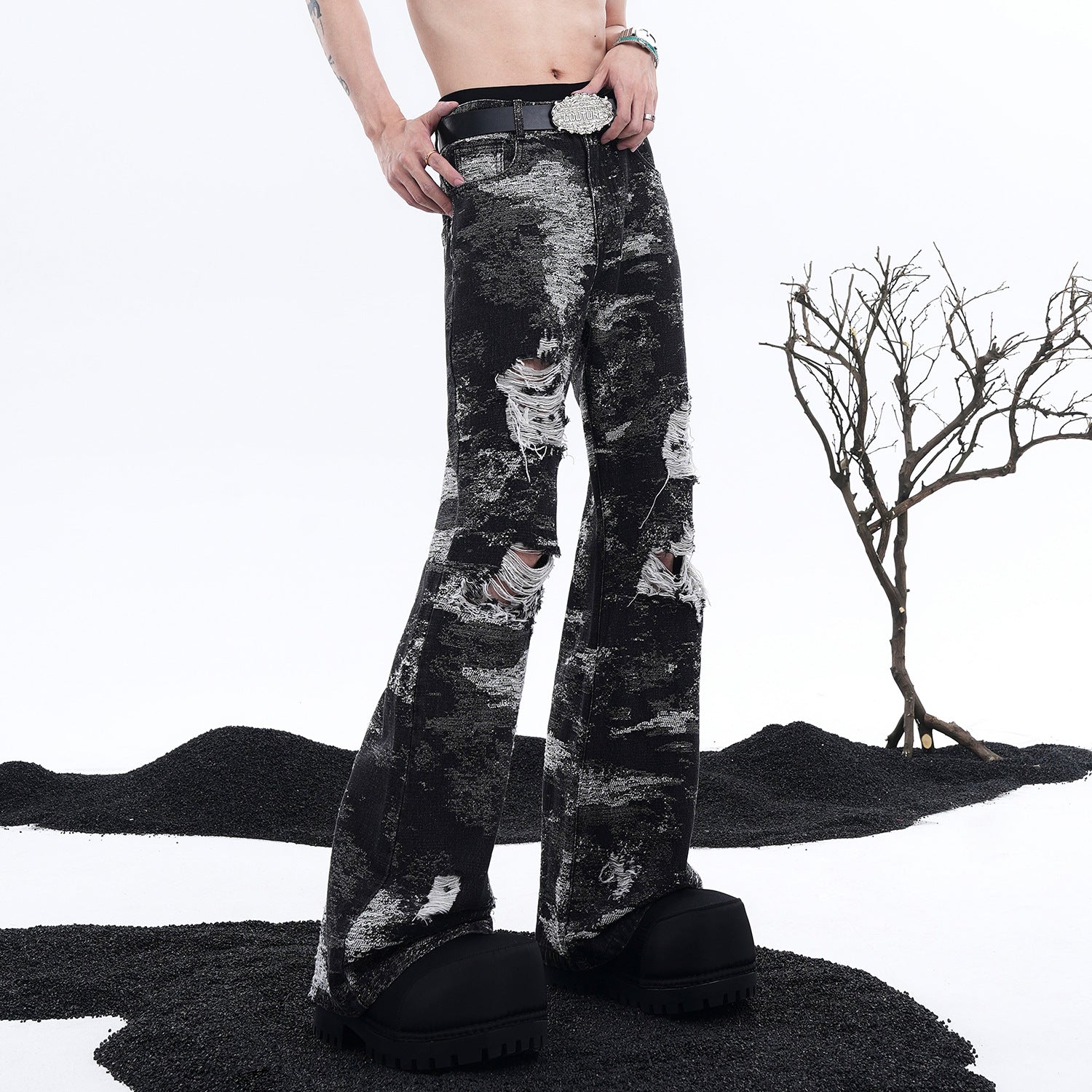 SICK4CASH® Blackout Drip" Distressed Jeans – Paint-Splashed Streetwear Statement