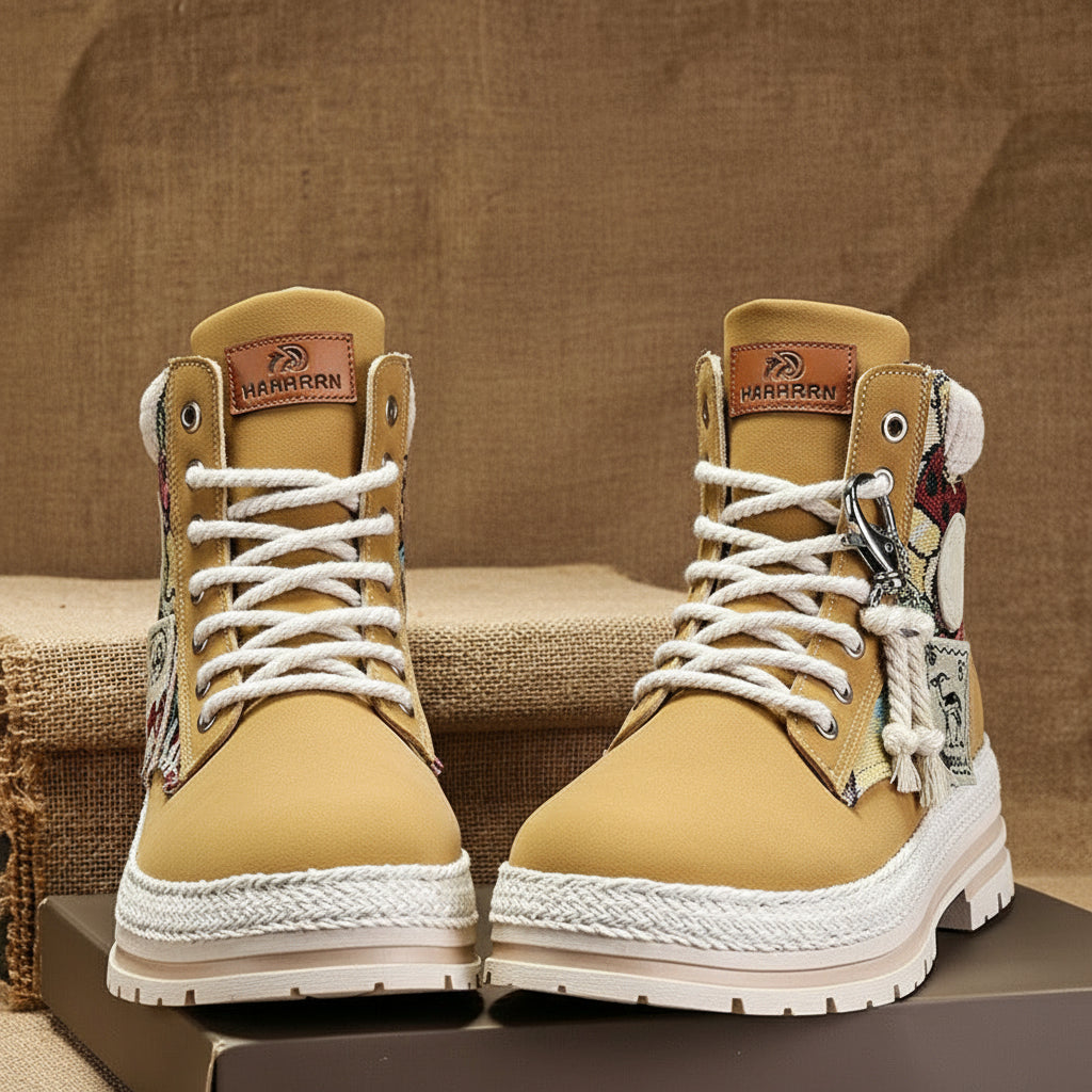 Tan colored boots with fur