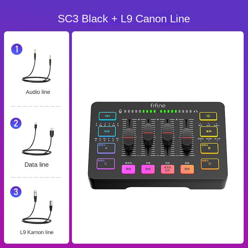Fifine SC3 Streaming Kit – USB Sound Card + Microphone Full Set for Gaming, Karaoke & Desktop Recording