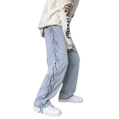 Loose straight tube slimming strap design with wide leg pants