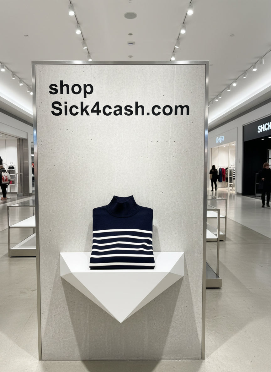 Person wearing a navy and white striped sweater