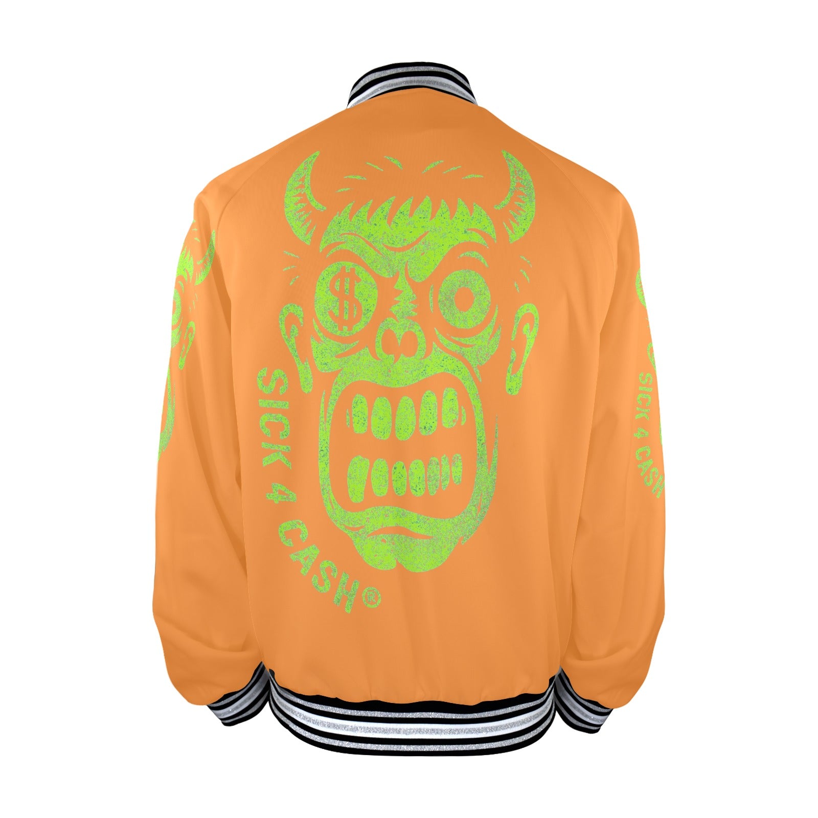 S4C CASH FACE™ Unisex Striped Trim Bomber Jacket – Halloween Edition