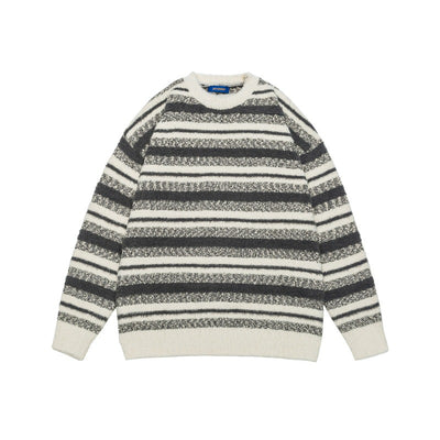 College Style Striped Mohair Loose Casual Unisex Sweater