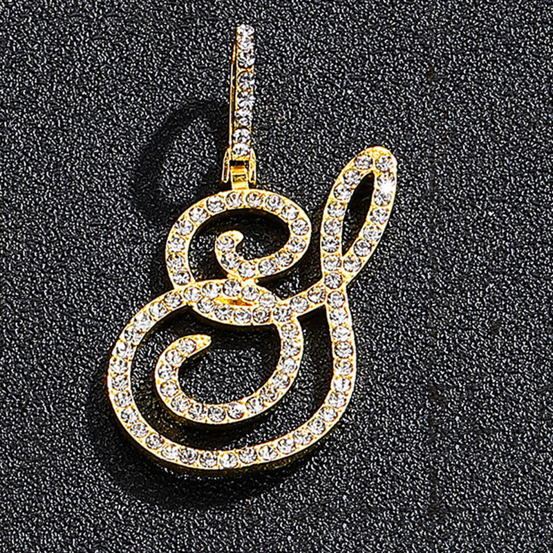 Hip Hop Grass Letter Pendant – Melon Seed Buckle Cuban Chain Accessory