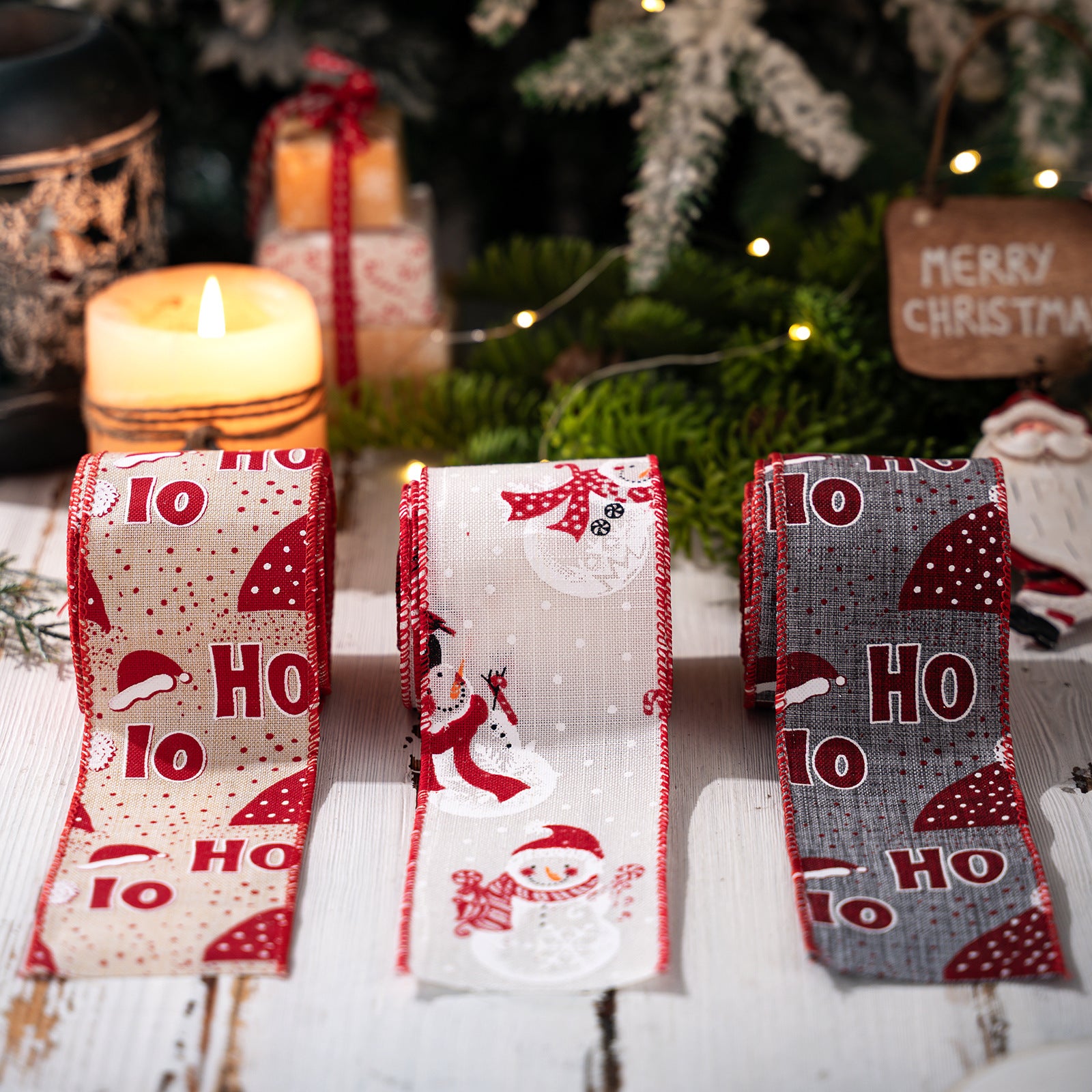 Christmas Ribbon with HOHO Print – Holiday Wrapping & Craft Decor