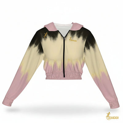 SICK4CASH — Premium Cotton Color Women's Chiffon Cropped Jacket zipper coat in stylish gradient design.