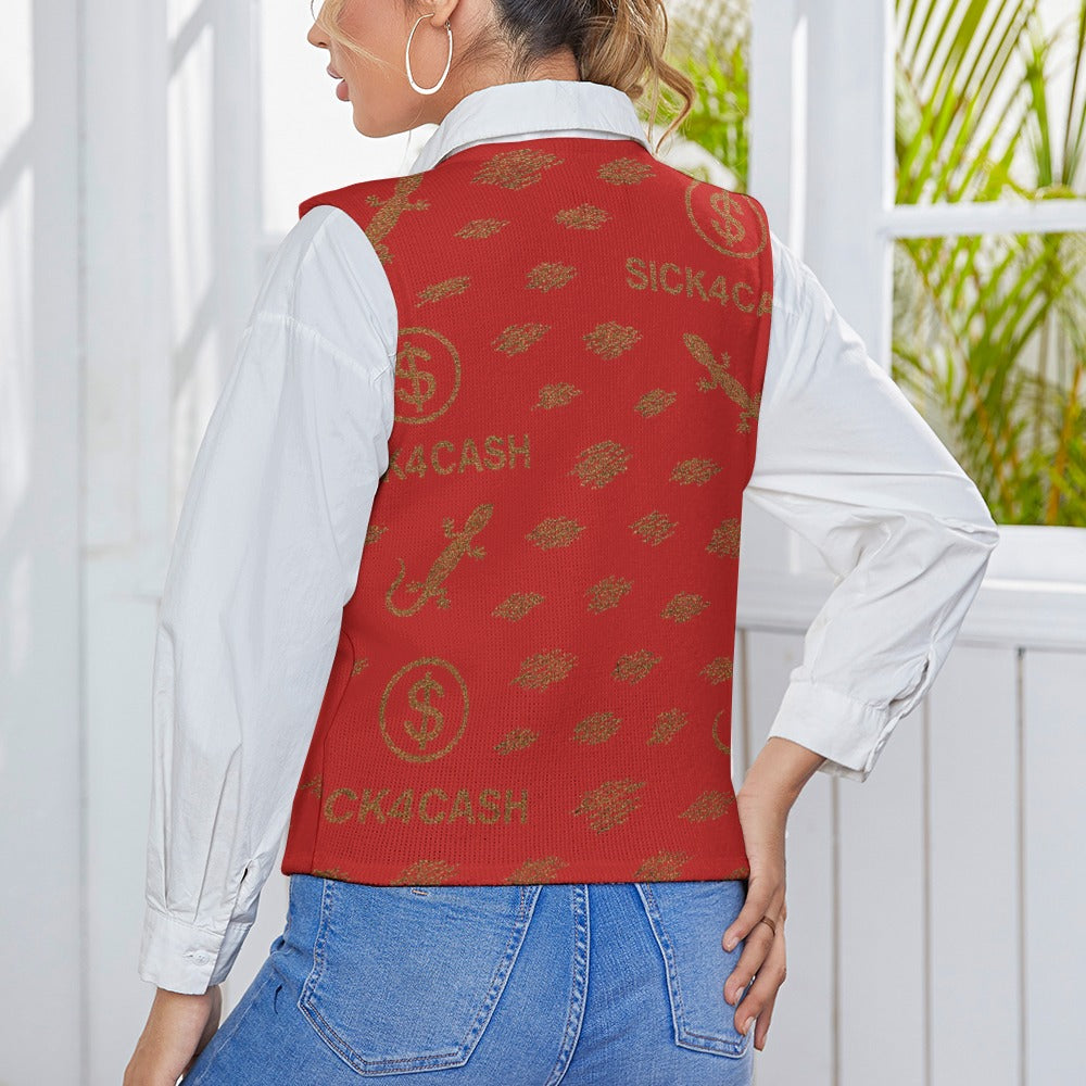Women's Long Sleeve Button Knit Vest