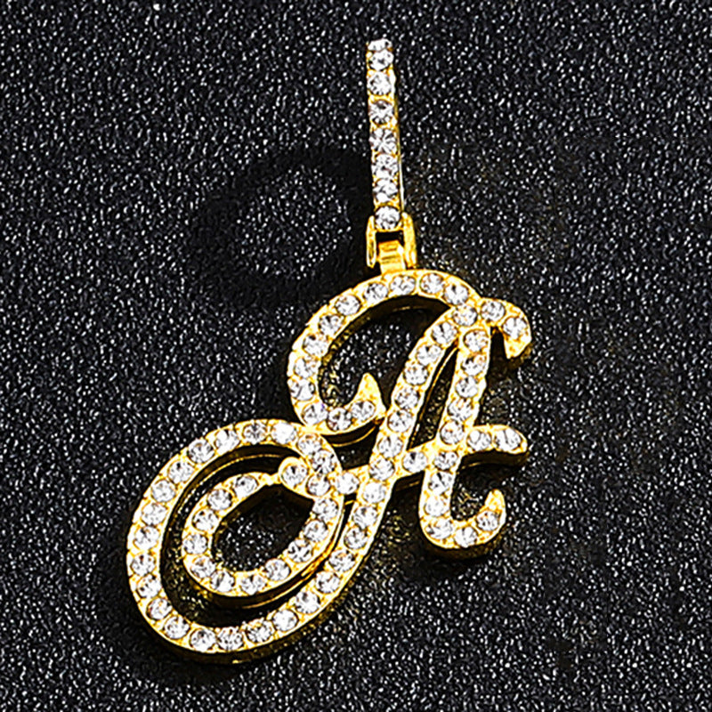 Hip Hop Grass Letter Pendant – Melon Seed Buckle Cuban Chain Accessory