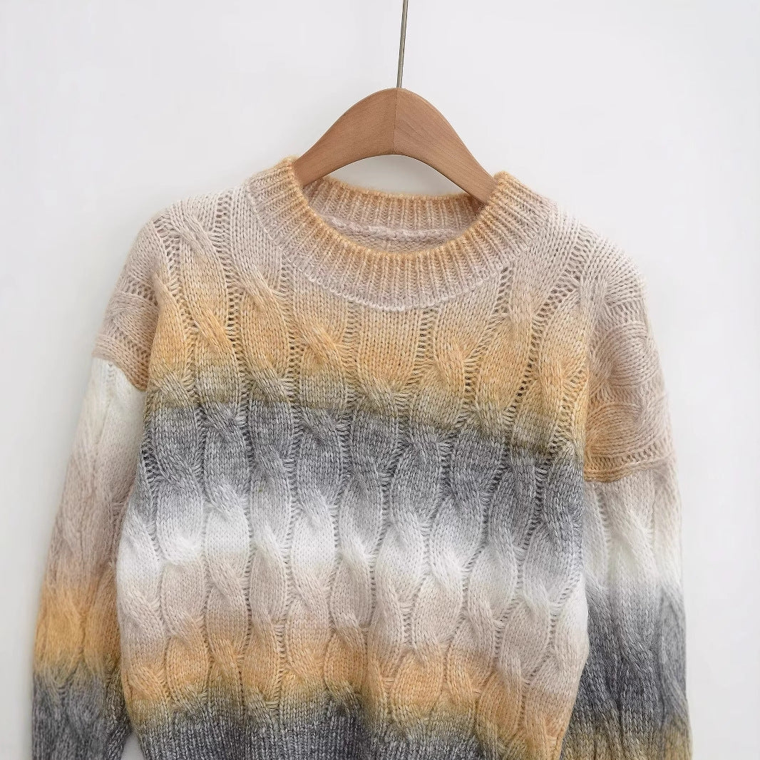 Gradient Cable Knit Sweater – Cozy Fade, Street-Ready Flow