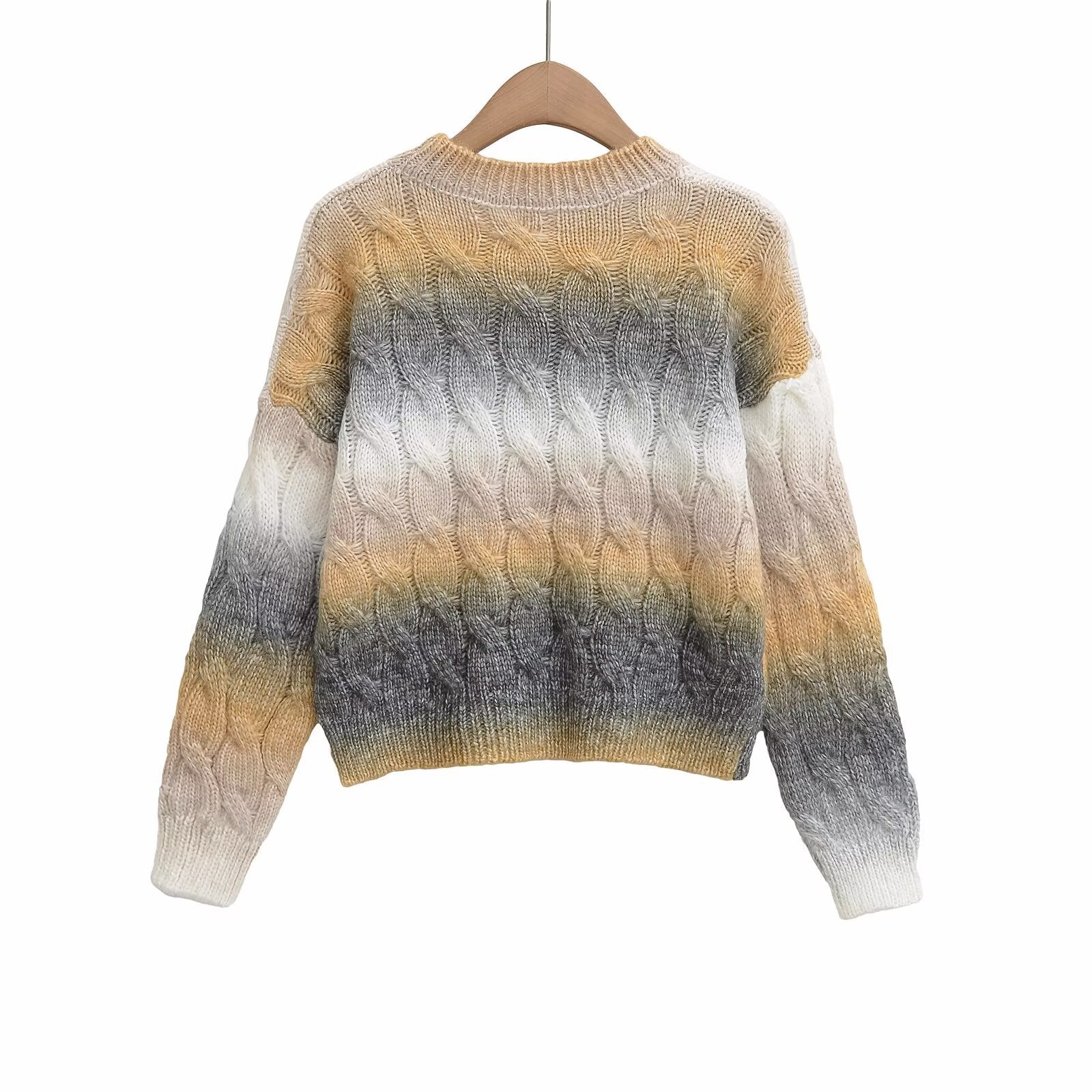 Gradient Cable Knit Sweater – Cozy Fade, Street-Ready Flow