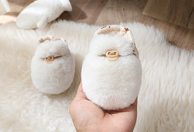 Newborn Plush Footwear Winter Thickened And Padded Infant Soft Bottom Step Front Shoes Warm Fur Baby Toddler Shoes