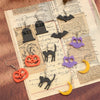Halloween Series Geometric Ear Hooks Acrylic Bat Cat Owl Moon Pumpkin Earrings 6 Pairs
